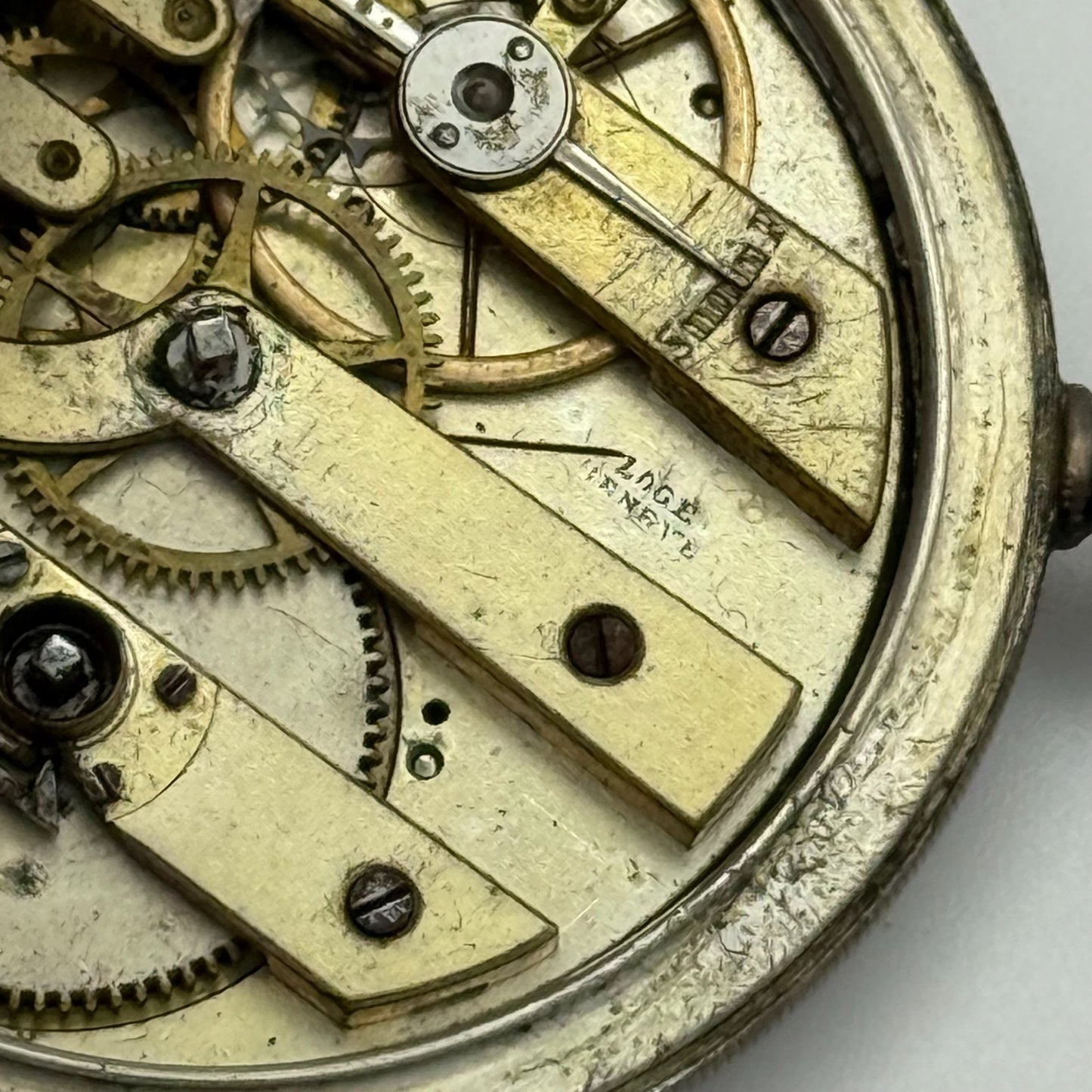 42mm Antique Argent Silver Cylinder Escapement Pocket Watch PARTS REPAIR