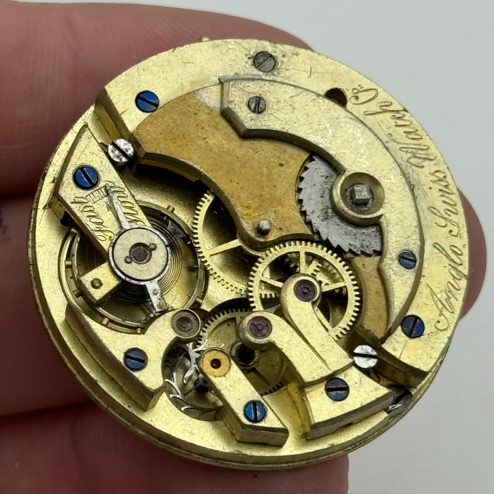 38.6mm Antique Open Face Longines ? Anglo Swiss Pocket Watch Movement PARTS