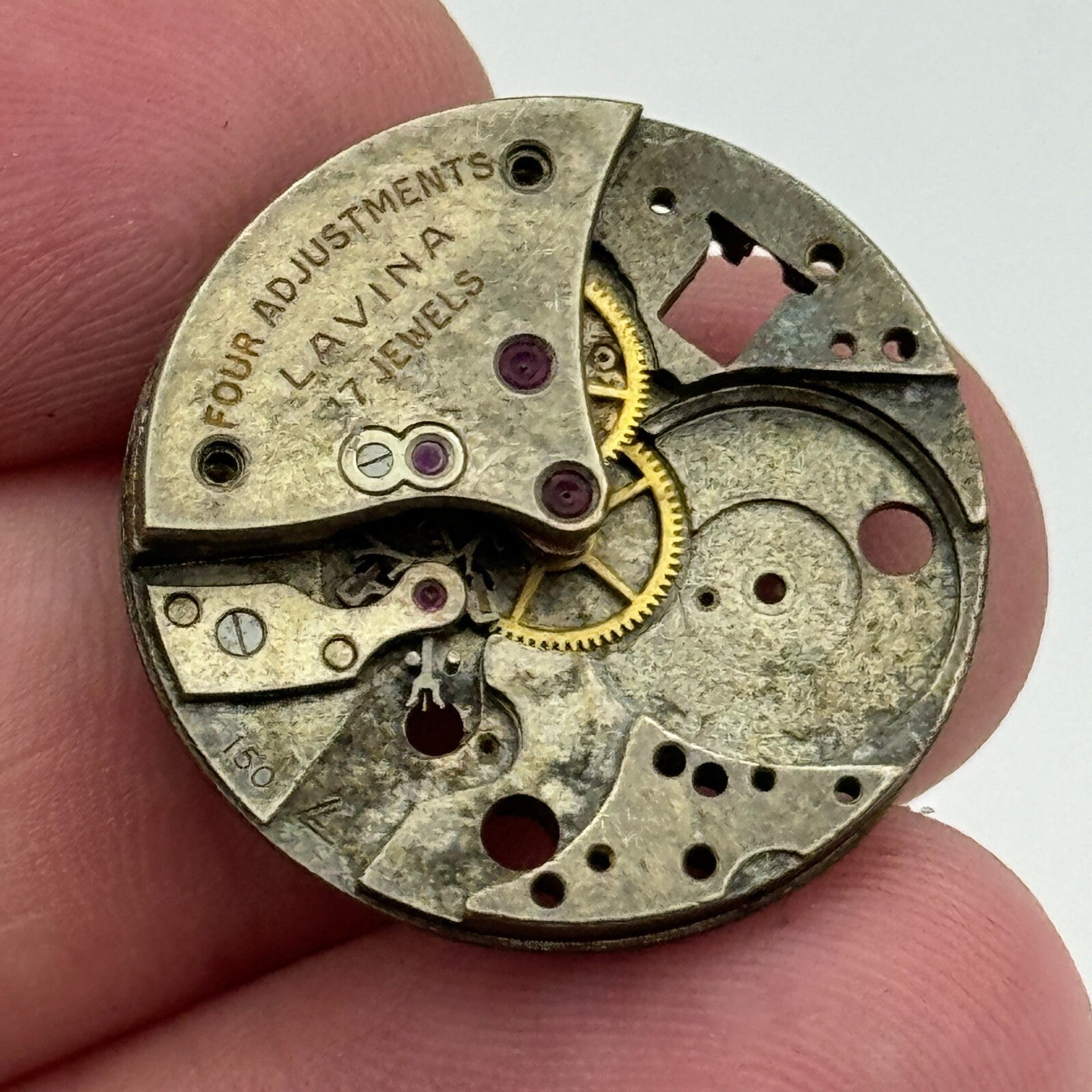 23.6mm Lavina Cal 150 Partial Manual Wind Watch Movement Swiss Vintage PARTS
