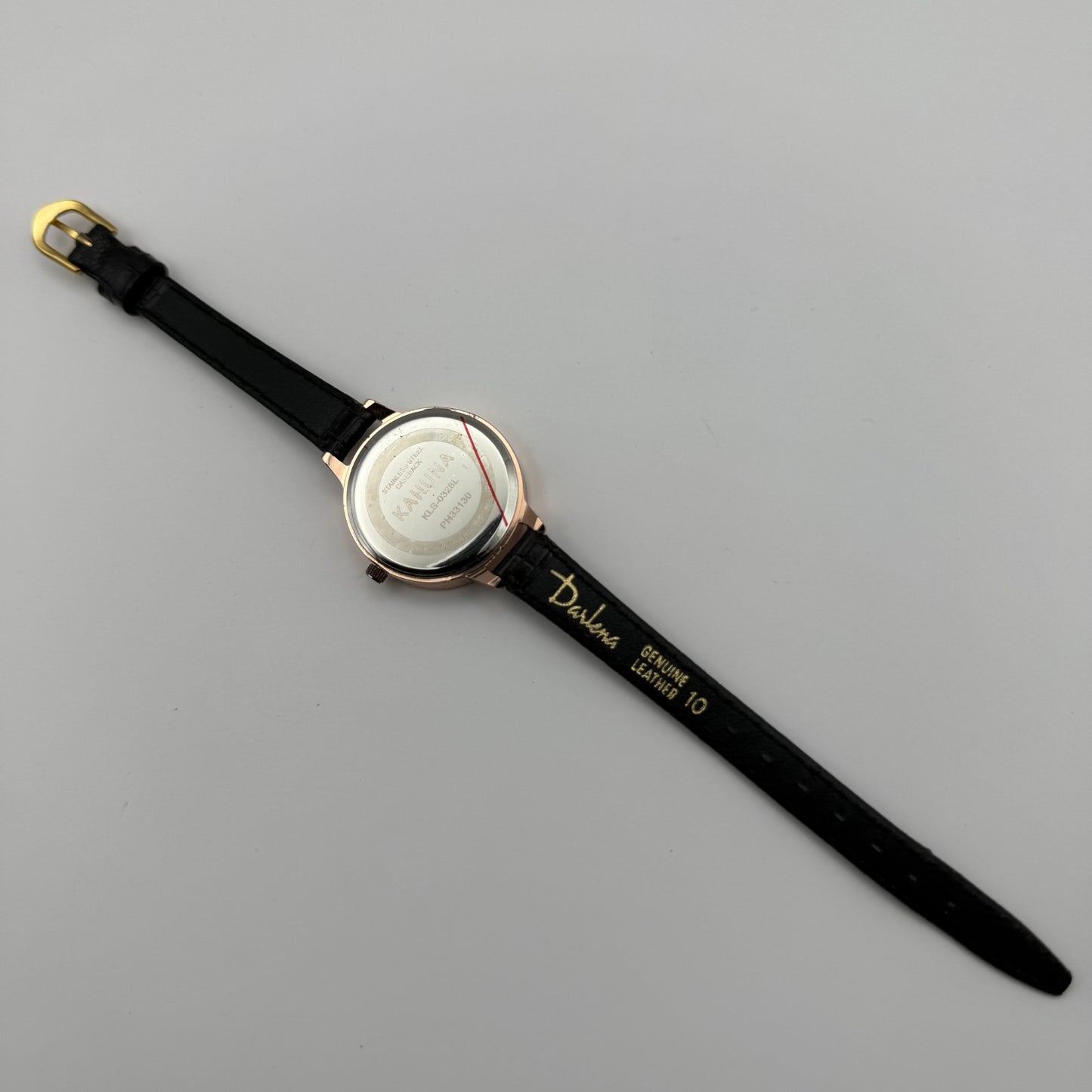 Kahuna Ladies Quartz Watch Floral Dial Black Leather Strap Working 30mm