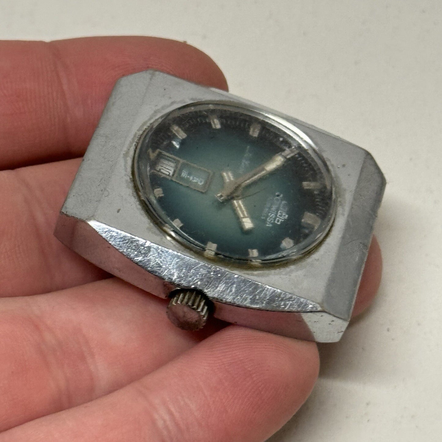 37mm Gents Jowissa De Luxe Large Date Dial Watch Head FOR PARTS TO RESTORE