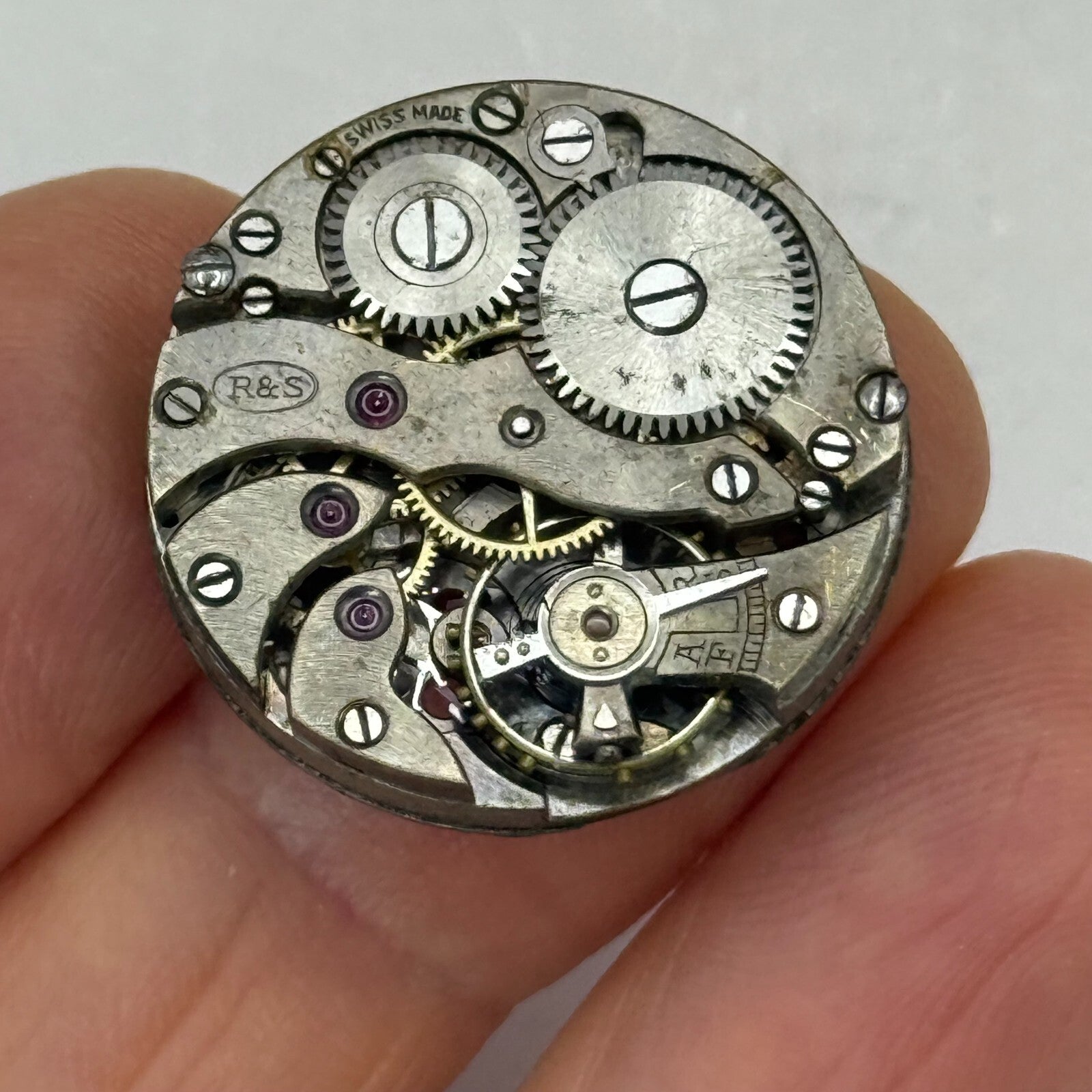 23.6mm Vintage R&S Rotheram & Sons Swiss Trench Watch Movement Manual Wind PARTS
