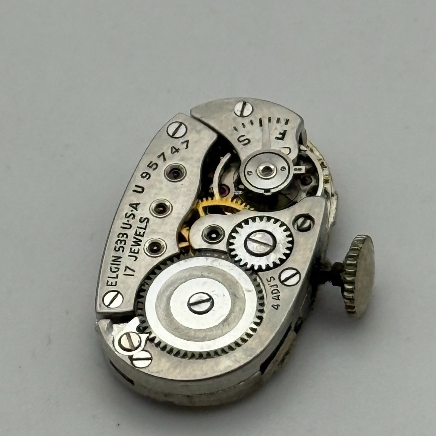 Elgin De Luxe Grade 533 Model 2 1947 Vintage Watch Movement 21/0s Parts Repair