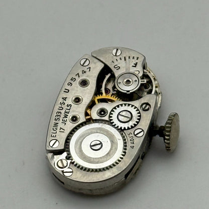 Elgin De Luxe Grade 533 Model 2 1947 Vintage Watch Movement 21/0s Parts Repair