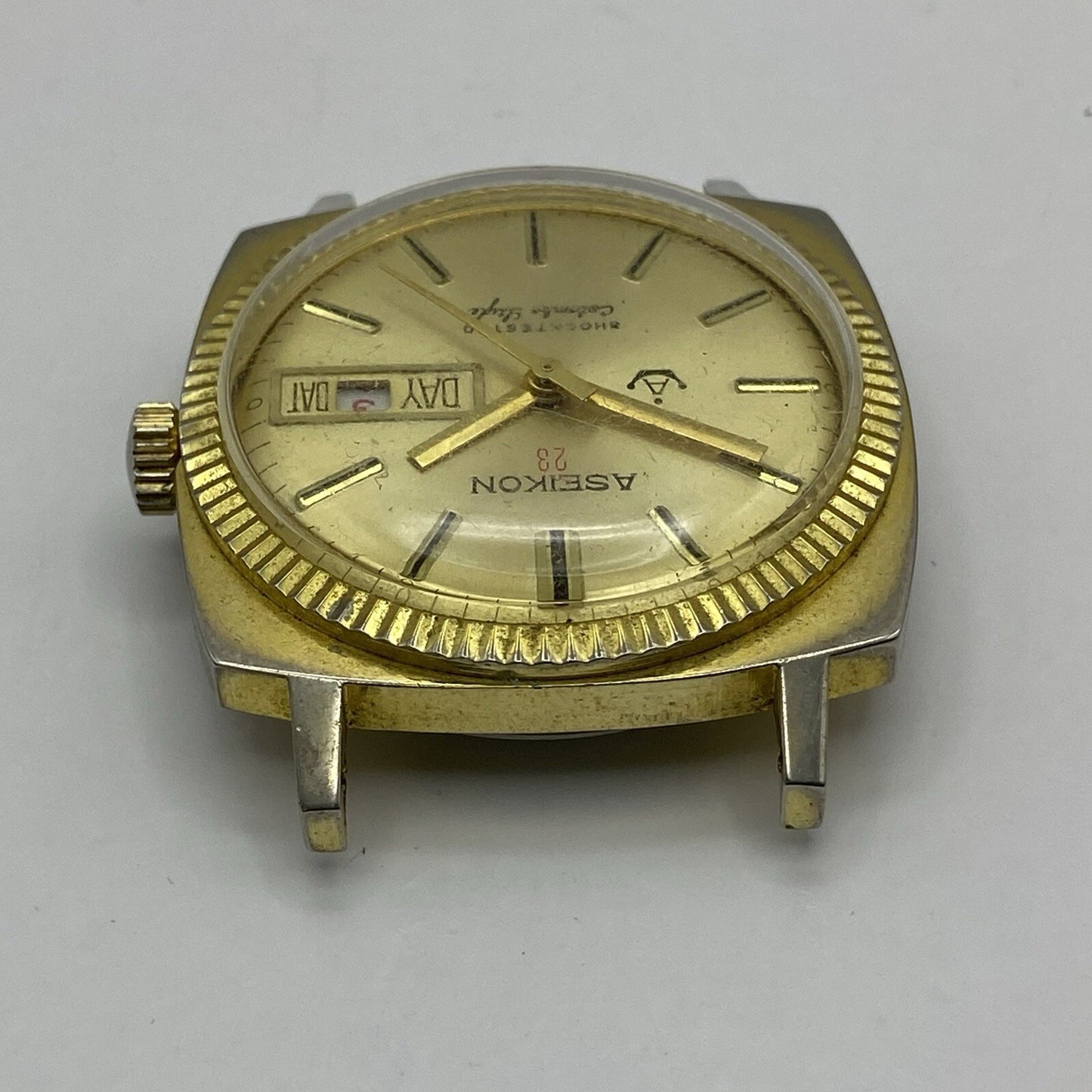 35mm Vintage Gents Aseikon 23 Colombo Style Day Date Watch Head TO RESTORE