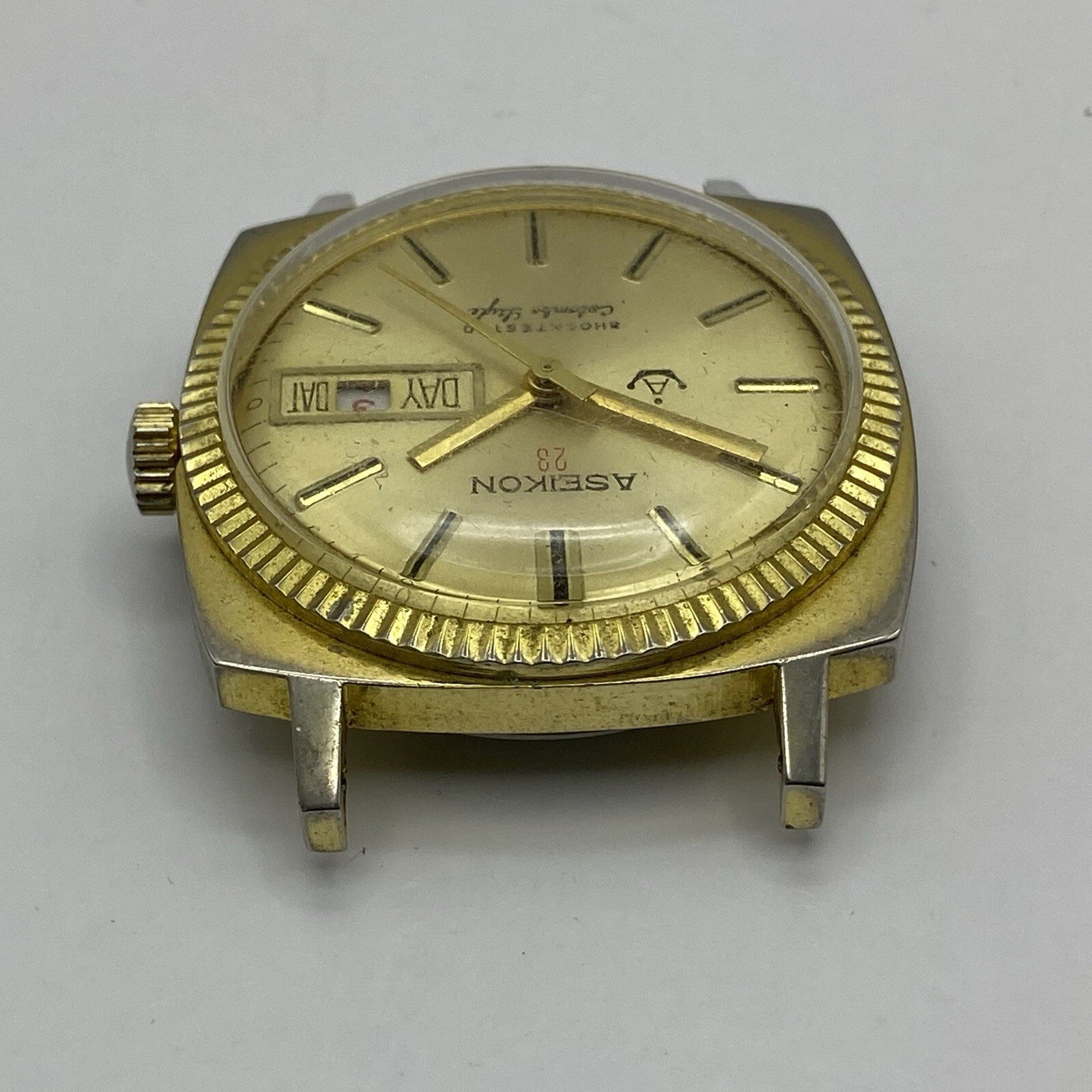 35mm Vintage Gents Aseikon 23 Colombo Style Day Date Watch Head TO RESTORE