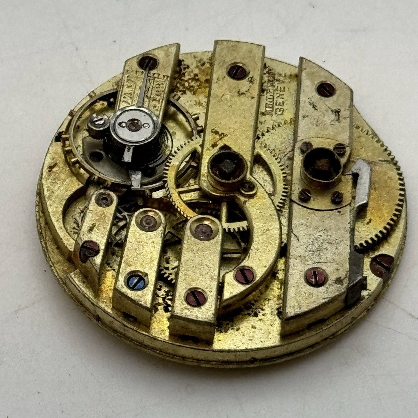 33.7mm Milleret Geneve Cylinder Watch Movement No Dial Hands FOR PARTS