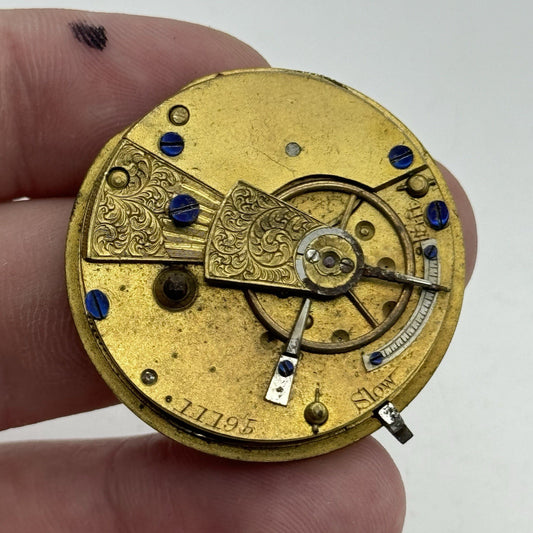 35.4mm Antique Chain Ok Unidentified English Fusee Pocket Watch Movement - PARTS