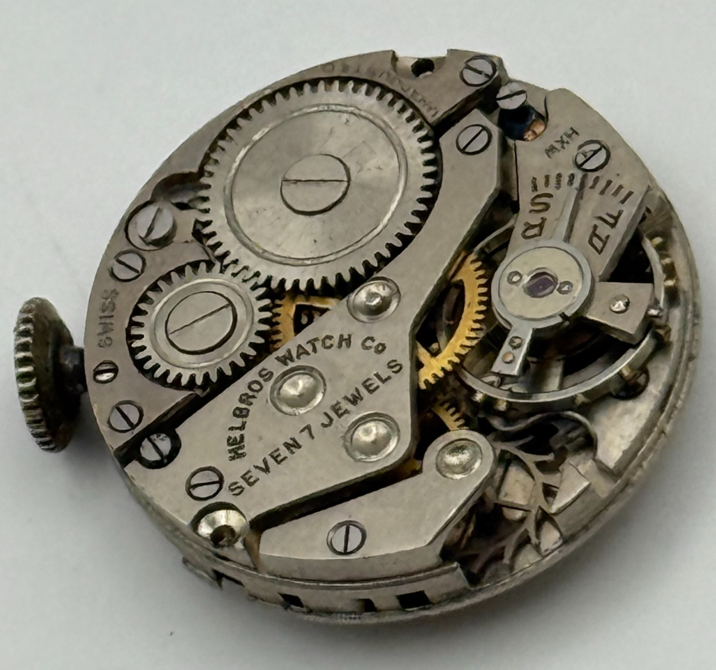 Helbros MXH 7 Jewels Watch Movement Manual Wind Vintage Parts Repair 19.5mm
