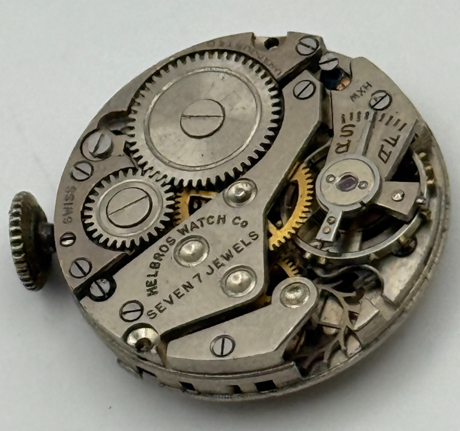 Helbros MXH 7 Jewels Watch Movement Manual Wind Vintage Parts Repair 19.5mm