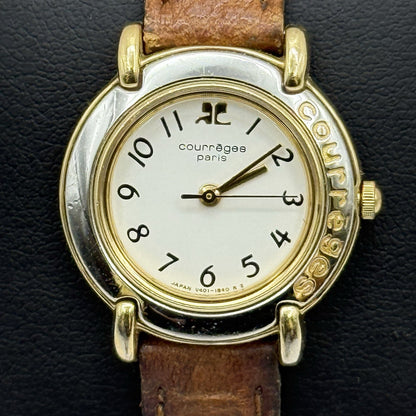23mm Working Ladies Vintage Courreges Paris V401-0700 White Dial Quartz Watch