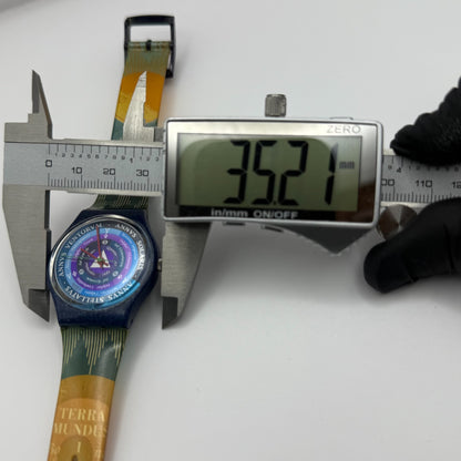 1992 Swatch Gent GN131 Tarot Colorful Strap Quartz Watch Swiss + Box 33mm