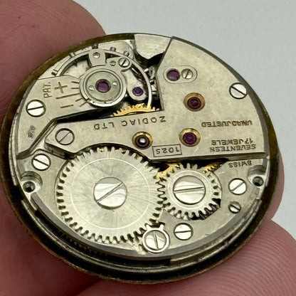 23.6mm Zodiac Cal 1025 Manual Wind Watch Movement Swiss Vintage PARTS SPARES