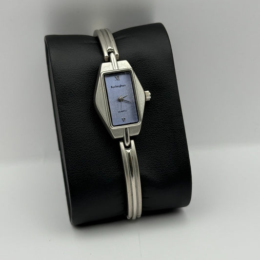 Buckingham Ladies Quartz Watch Purple Dial Silver Tone Bracelet Working 18mm