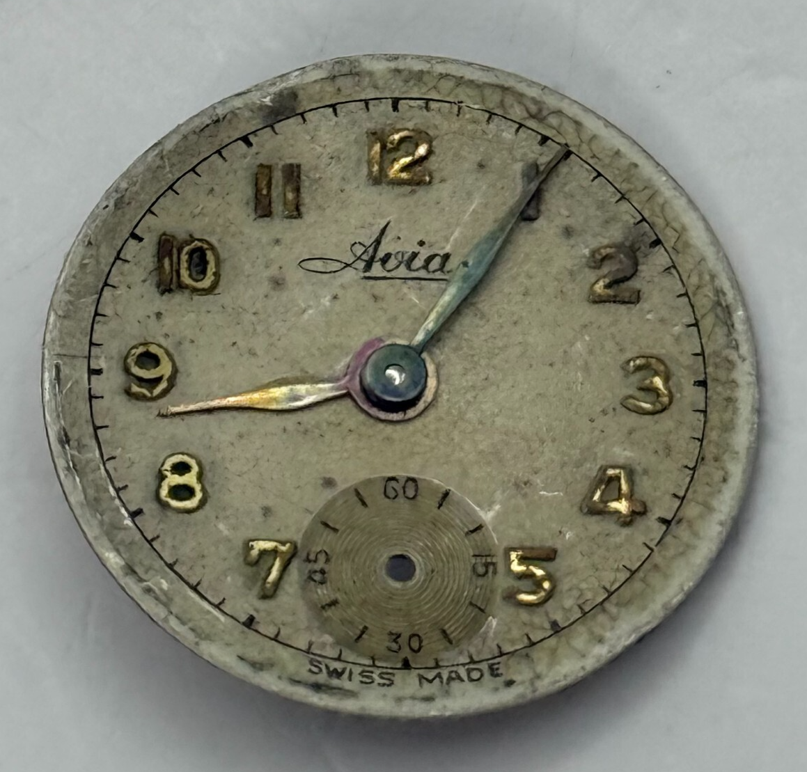 19.6mm Vintage Avia Derby D 40 Manual Wind Watch Movement PARTS REPAIR