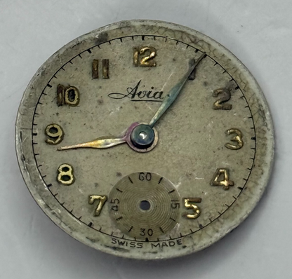 19.6mm Vintage Avia Derby D 40 Manual Wind Watch Movement PARTS REPAIR