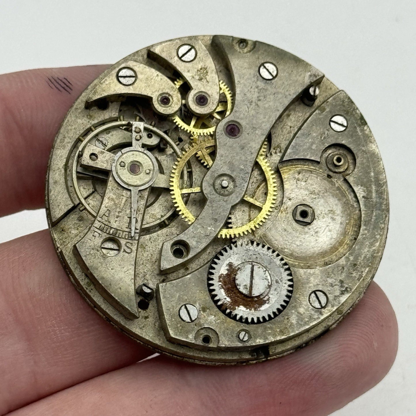 42.8mm Unidentified Vintage Pocket Watch Movement Dial PARTS REPAIR SPARES