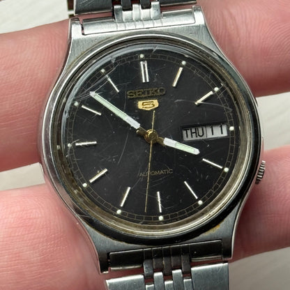 Men's Vintage Seiko 5 Watch Automatic Day Date 7009-3050 Bracelet 36mm To Repair