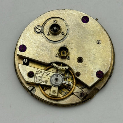 36.5mm Antique Key Wound Beautiful Gold Plated Dial Pocket Watch Movement PARTS