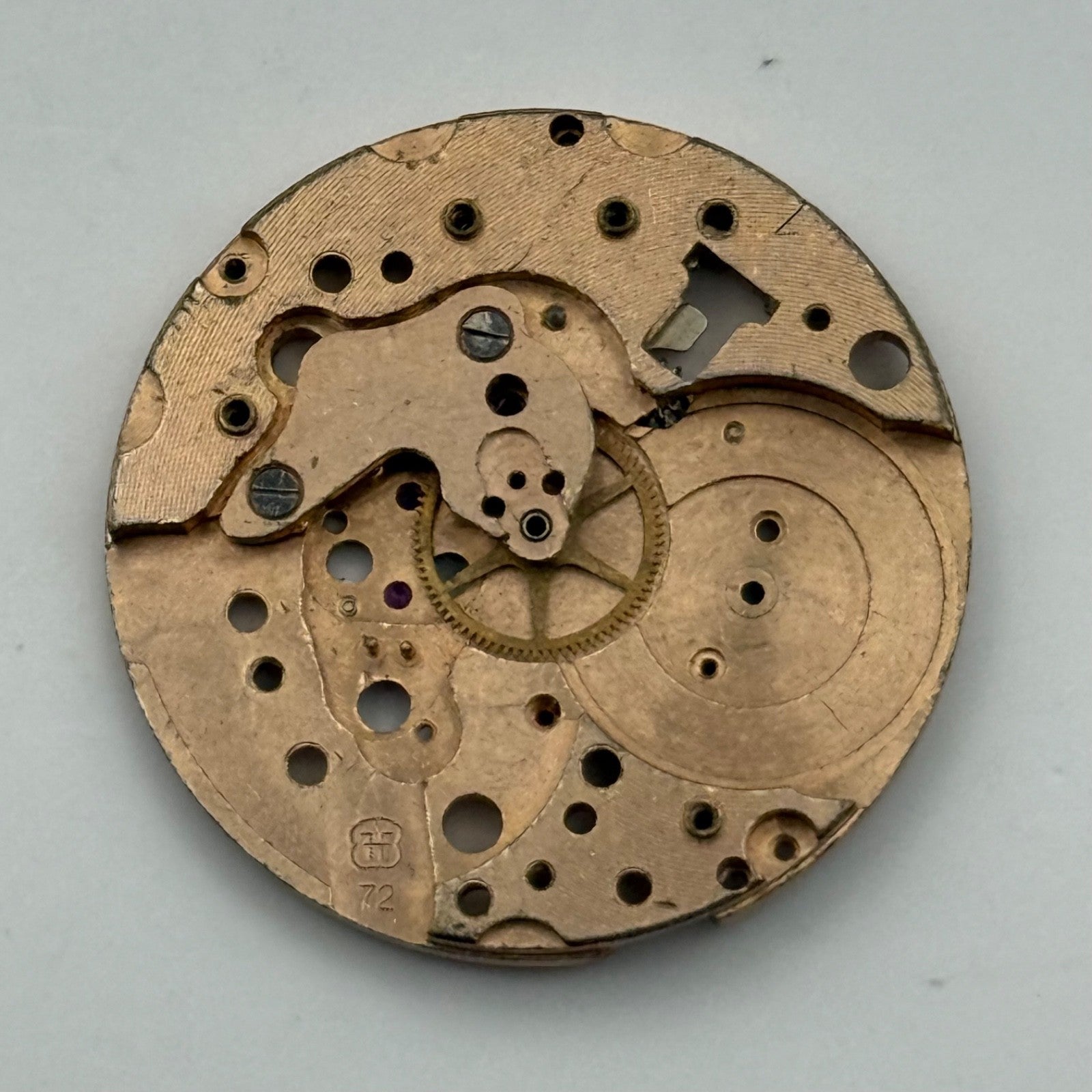 FHF 72 Watch Movement Main Plate Manual Wind Vintage Swiss Parts Repair 25.9mm
