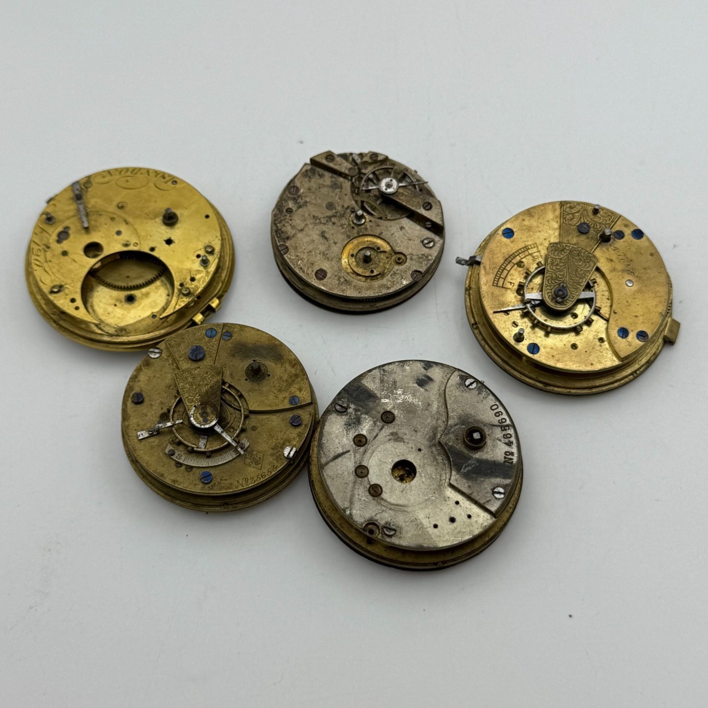 Bundle Of 5 Mixed Antique / Vintage Pocket Watch Movements PARTS REPAIR SPARES