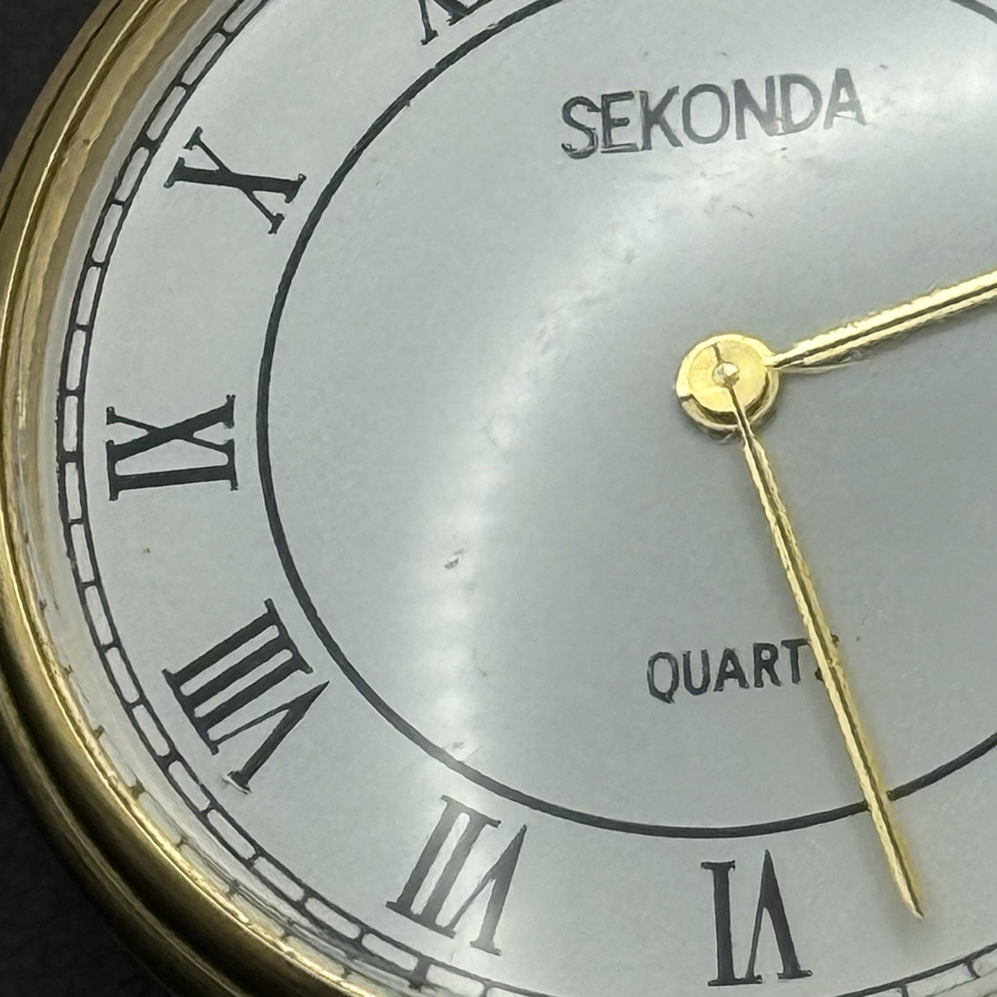 31mm Working Sekonda Quartz Gold Plated Leather Strap Quartz Watch New Battery