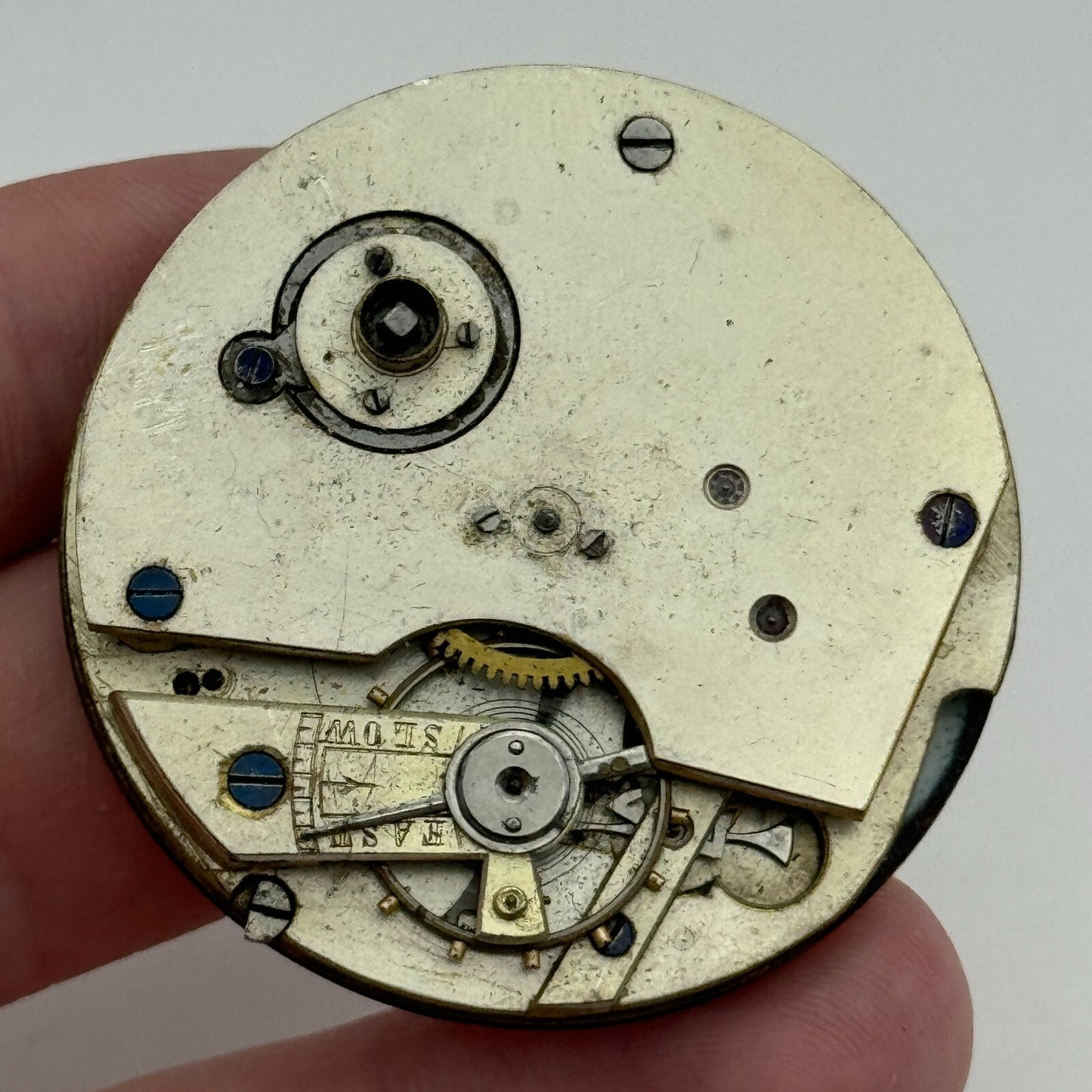 45.3mm Antique Key Wound Balance Intact Pocket Watch Movement PARTS REPAIR SPARE