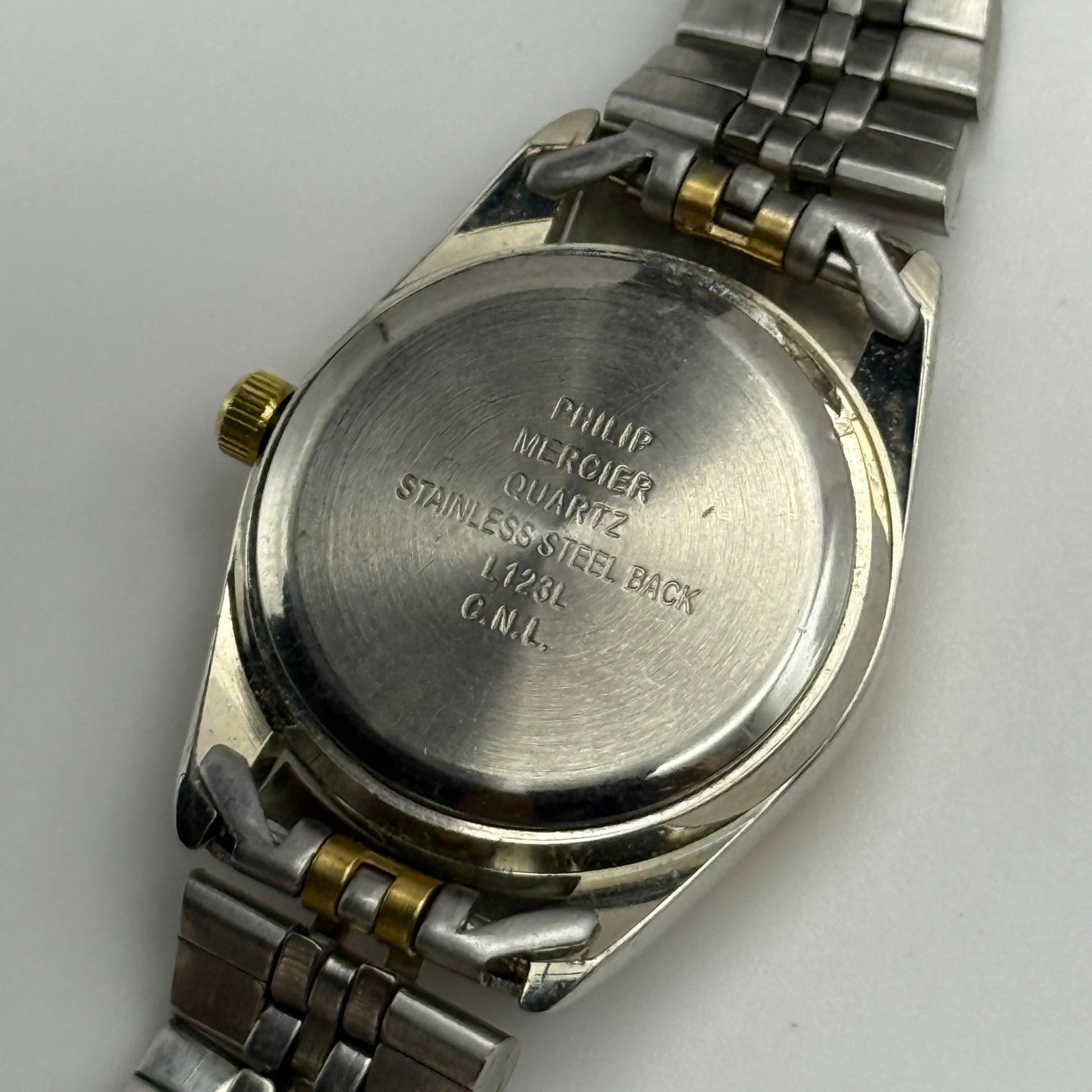 24mm Working Ladies Philip Mercier L123L Two Tone Quartz Watch 6.75 Inches