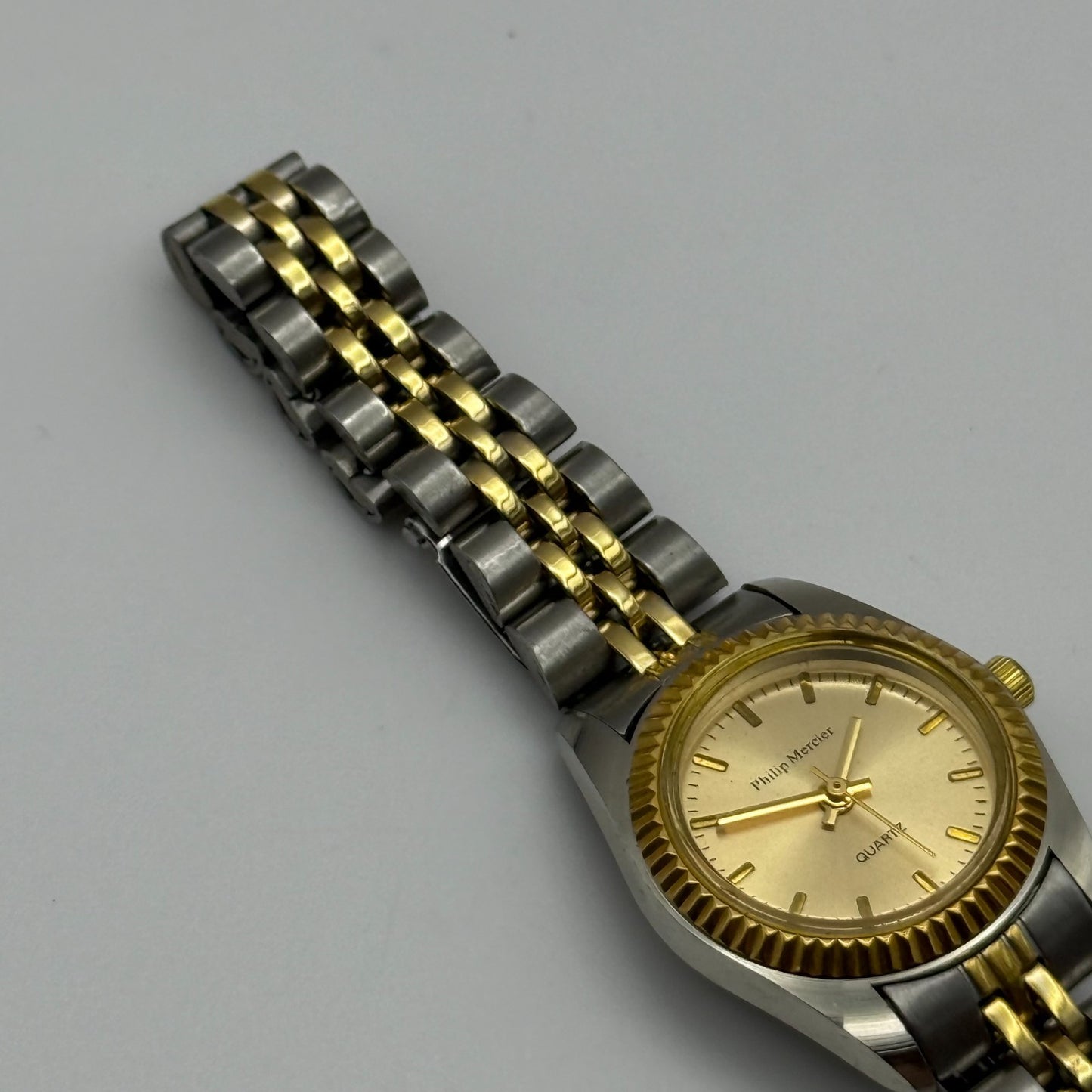 24mm Working Ladies Philip Mercier L123L Two Tone Quartz Watch 6.75 Inches