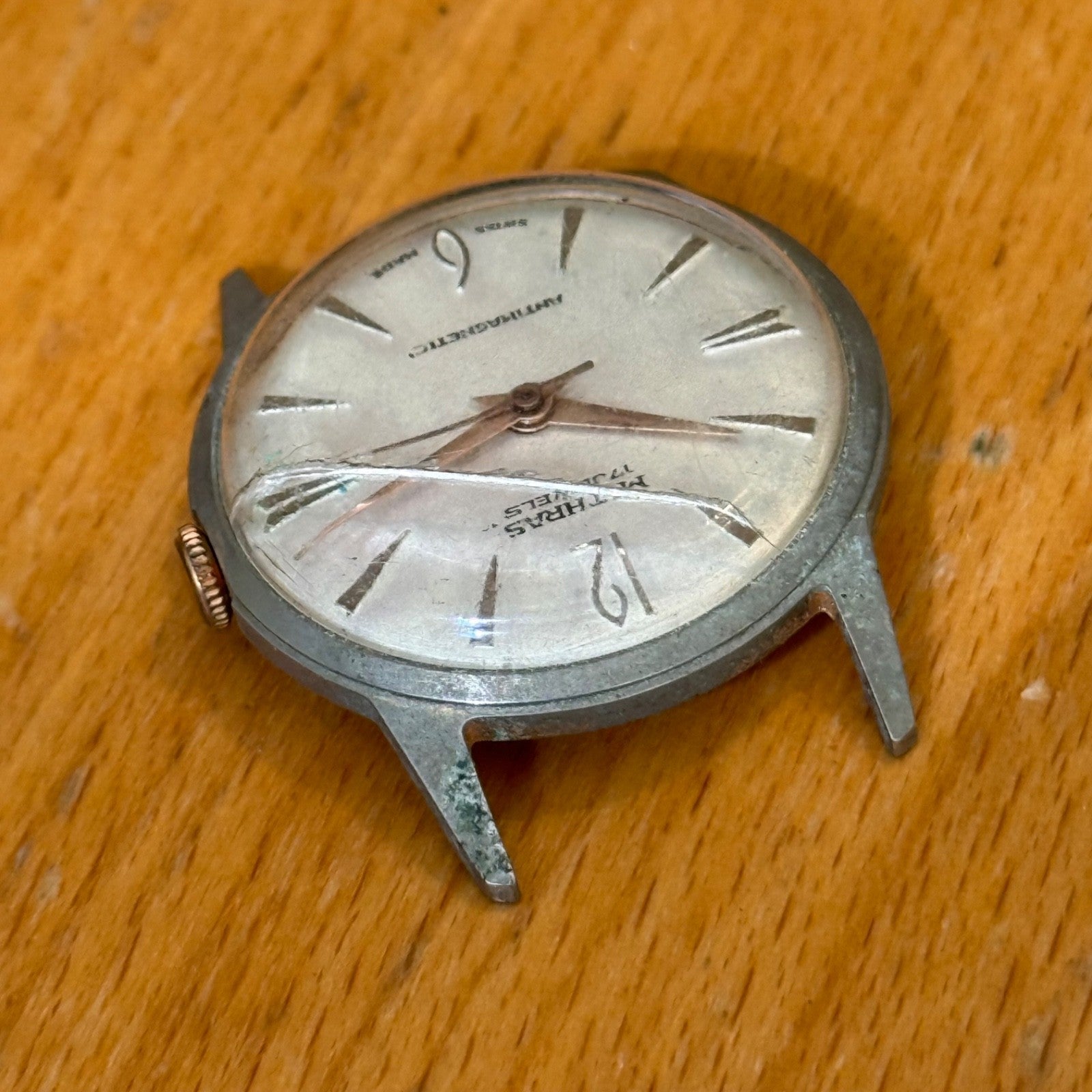 33mm Vintage Mithras 17 Jewels Unidentified Swiss Manual Wind Watch FOR PARTS