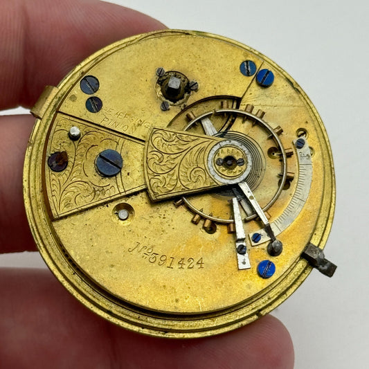 44.6mm Antique J G Graves English Express Lever Pocket Watch Movement PARTS