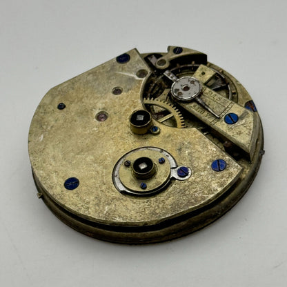 42.9mm Unidentified Antique Key Wound Pocket Watch Movement PARTS REPAIR SPARES