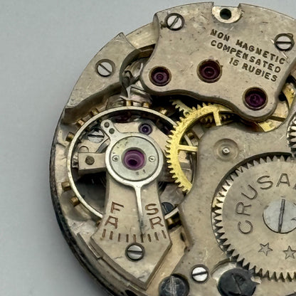 Crusader Compensated 15 Rubies Watch Movement Manual Wind Vintage Parts 23.9mm
