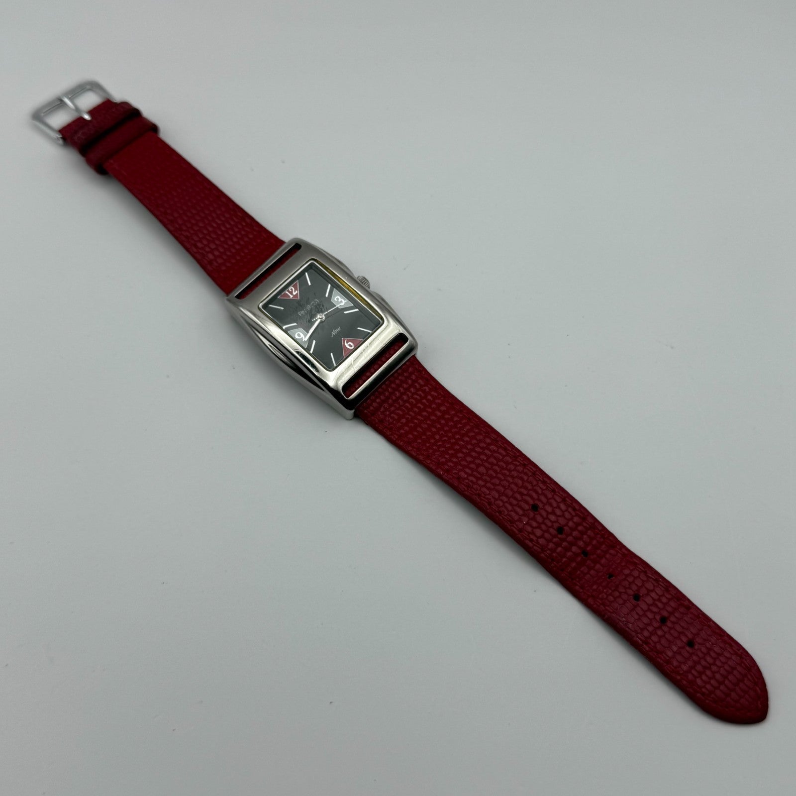 Armitron Now Ladies Quartz Watch Black Dial Red Leather Strap Japan Working 27mm