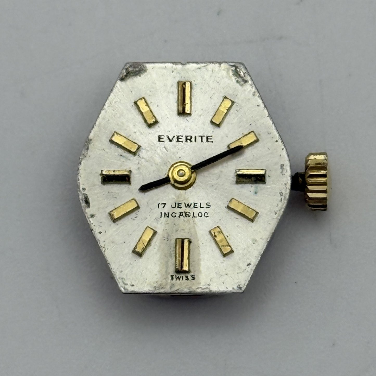 12.9mm Vintage Everite AS 1978-2 Manual Wind Swiss Watch Movement PARTS REPAIR