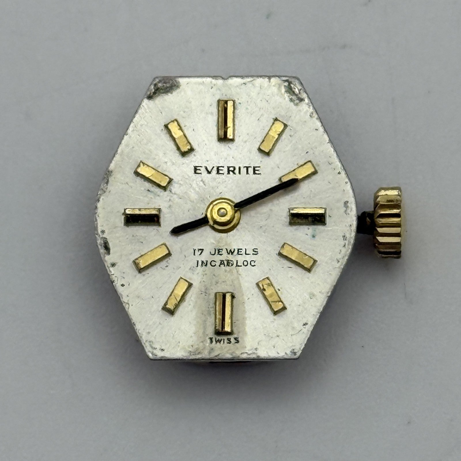 12.9mm Vintage Everite AS 1978-2 Manual Wind Swiss Watch Movement PARTS REPAIR
