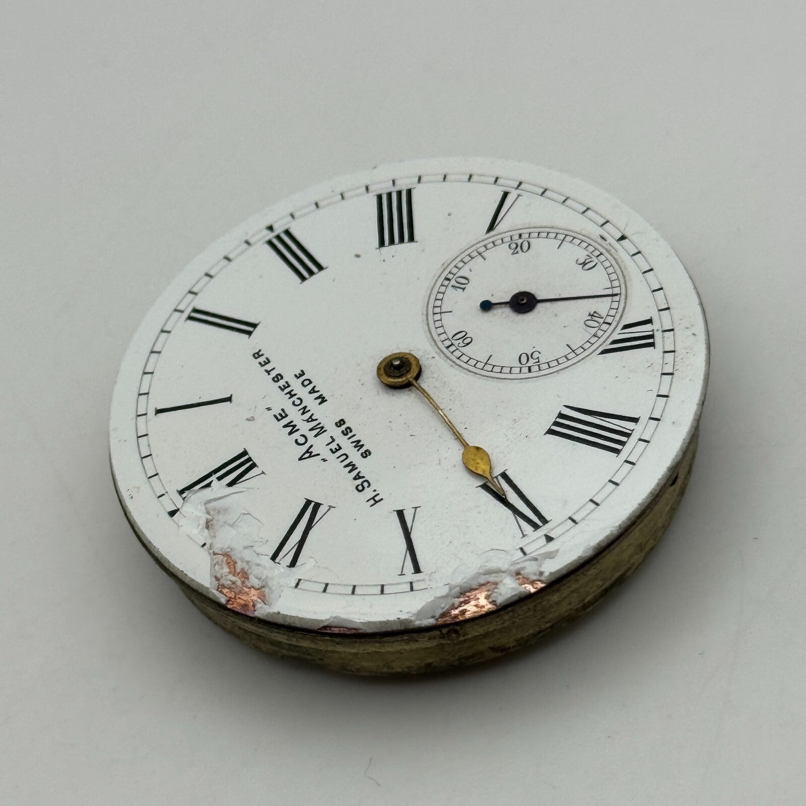43.8mm Antique H Samuel Manchester Patent Balance Pocket Watch Movement PARTS