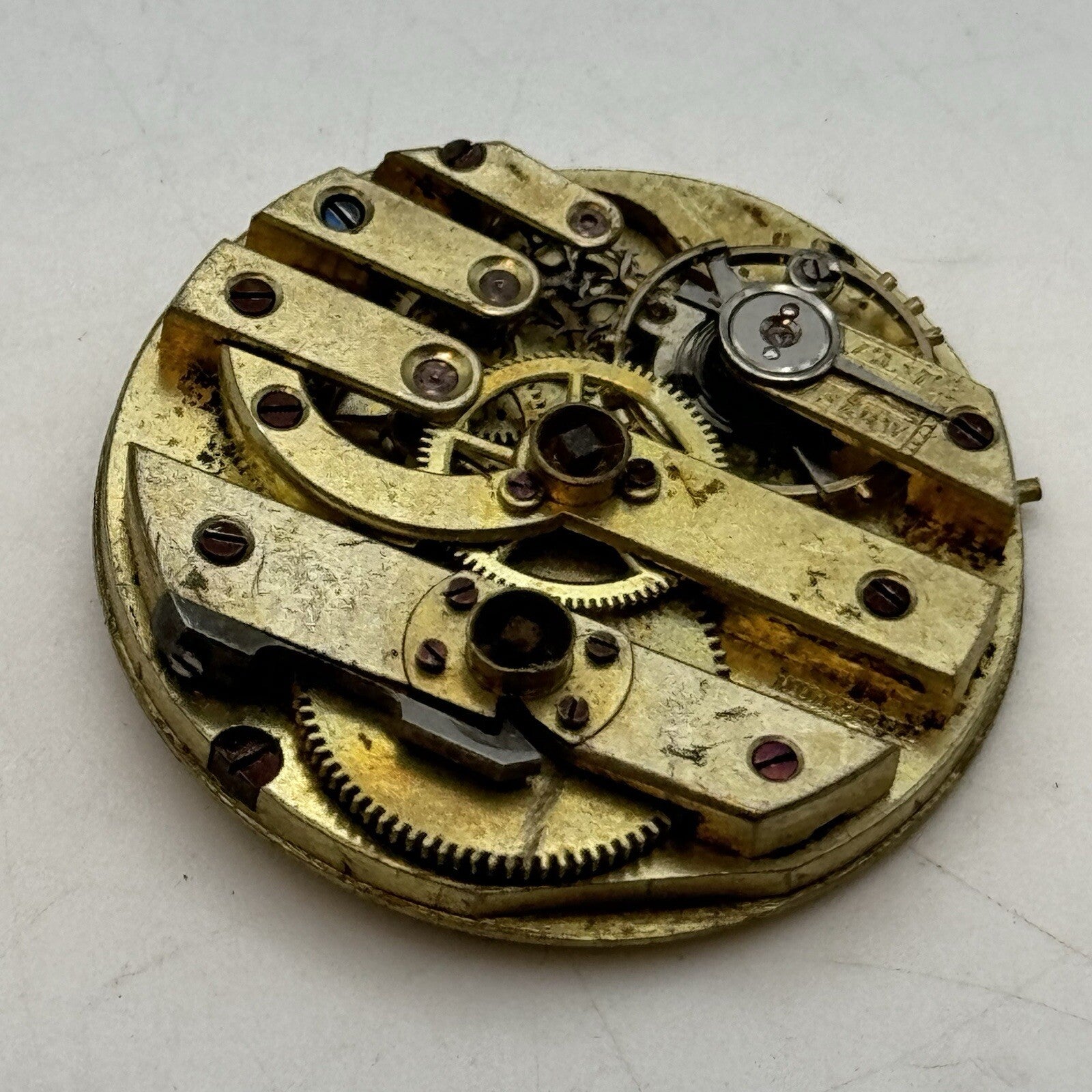 33.7mm Milleret Geneve Cylinder Watch Movement No Dial Hands FOR PARTS