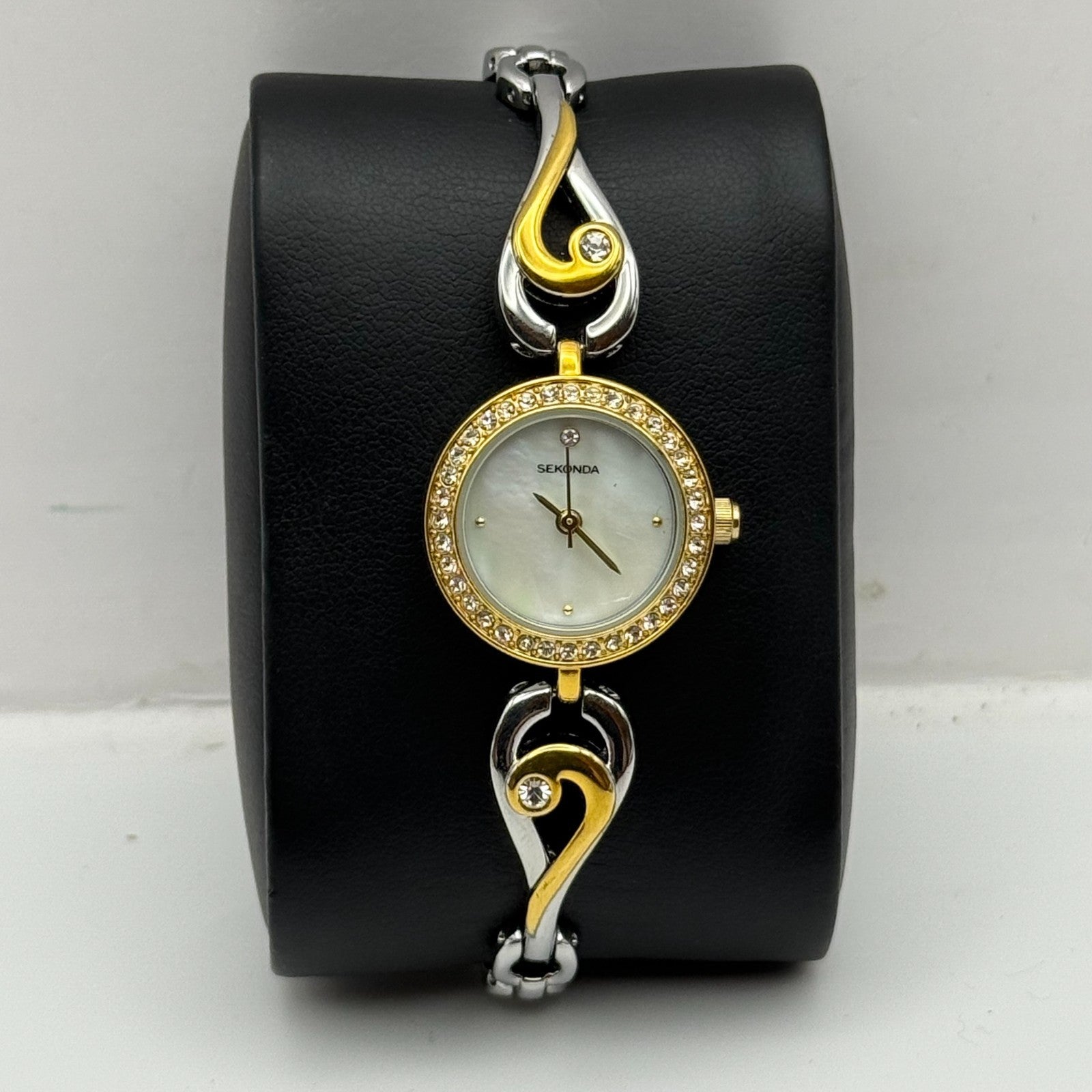 22mm Working Ladies Sekonda Two Tone Jewelled Quartz Japan Watch 6.75 Inches