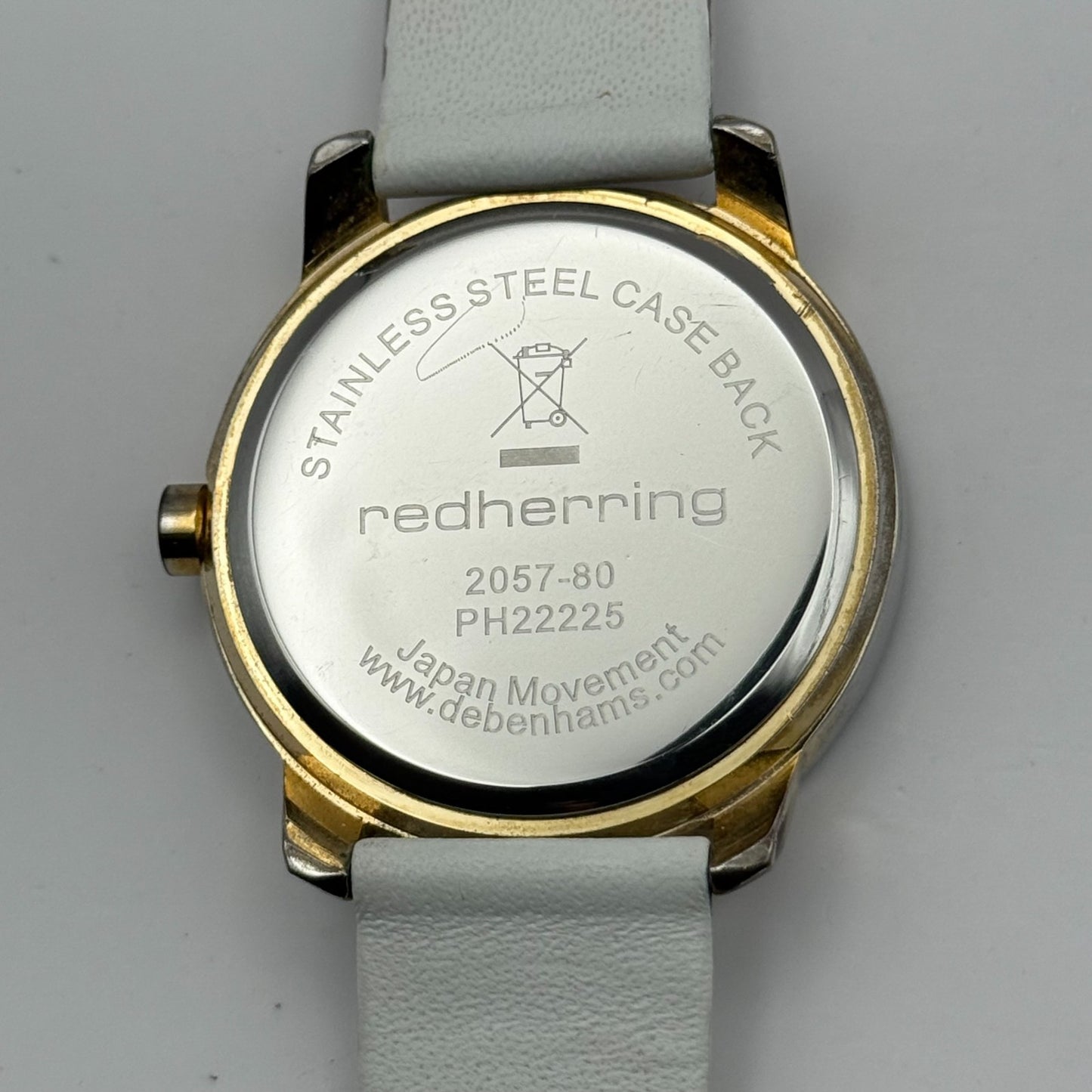 Redherring Ladies Quartz Watch Crystal Accents White Leather Strap Working 37mm