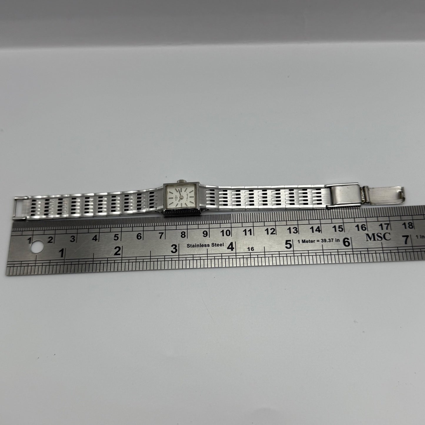 15mm Vintage Rotary 17 Jewels Silver Tone Panel Manual Wind Watch PARTS / REPAIR