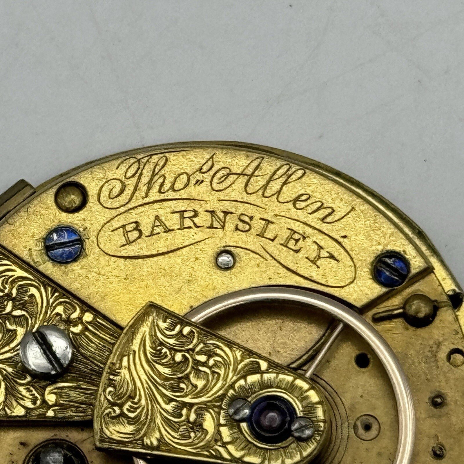 37.7mm Manual Wind Thomas Allen Barnsley Fusee Pocket Watch Movement FOR PARTS