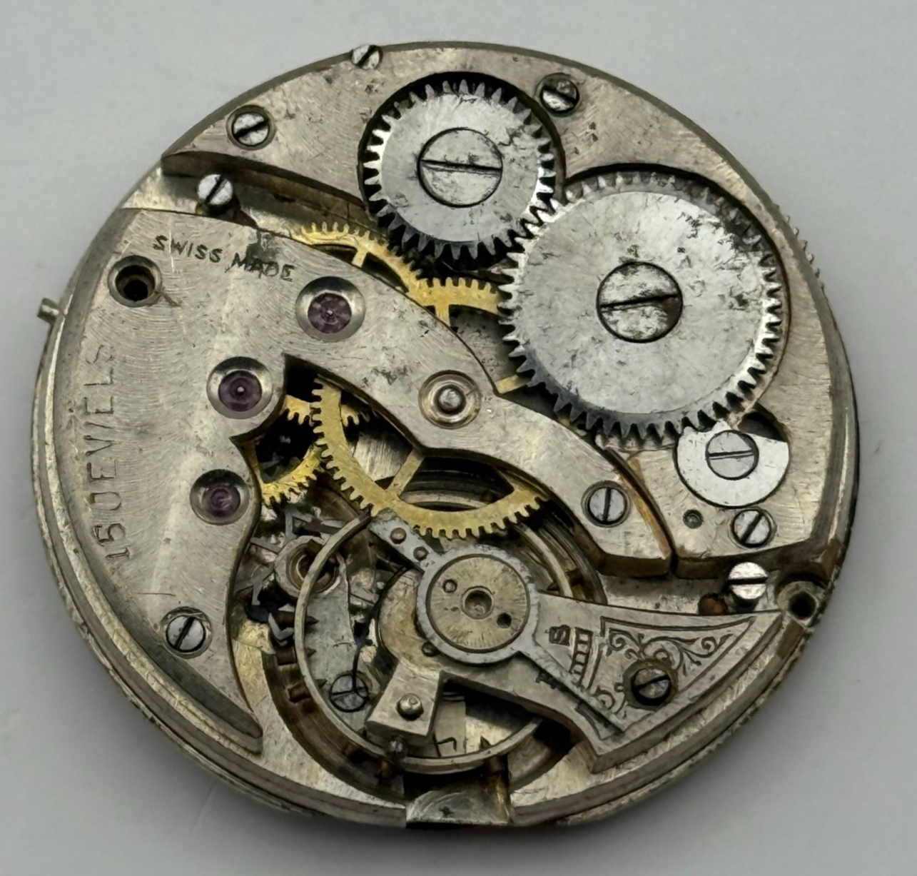 15 Jewels Trench Swiss Watch Movement Marvin 362 ? Vintage Parts Repair 29.8mm