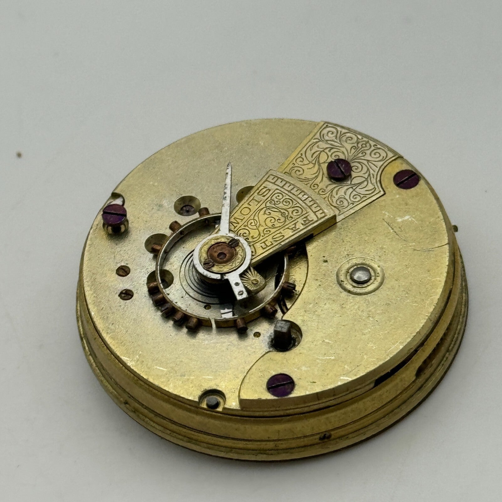 45.6mm Antique Lucerne E Swiss Key Wound Pocket Watch Movement PARTS REPAIR
