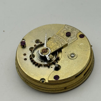 45.6mm Antique Lucerne E Swiss Key Wound Pocket Watch Movement PARTS REPAIR