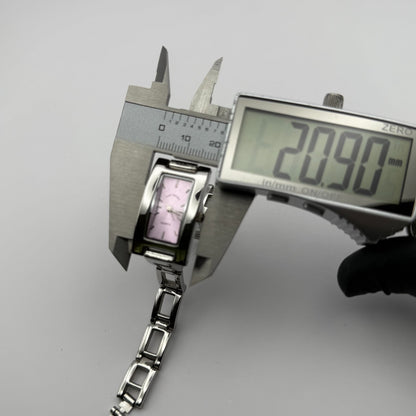 Louis Valentine Ladies Quartz Watch Purple Dial Silver Tone Japan Working 19mm