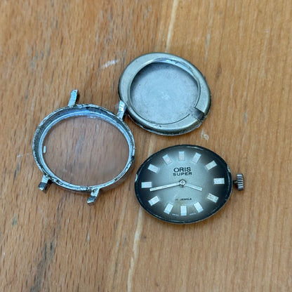 26mm Vintage Oris Super 17 Jewels Grey Dial Manual Wind Watch PARTS / REPAIR