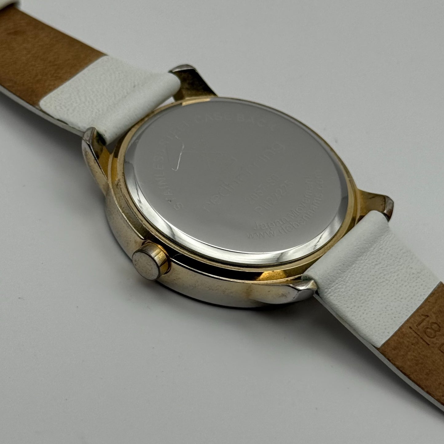 Redherring Ladies Quartz Watch Crystal Accents White Leather Strap Working 37mm