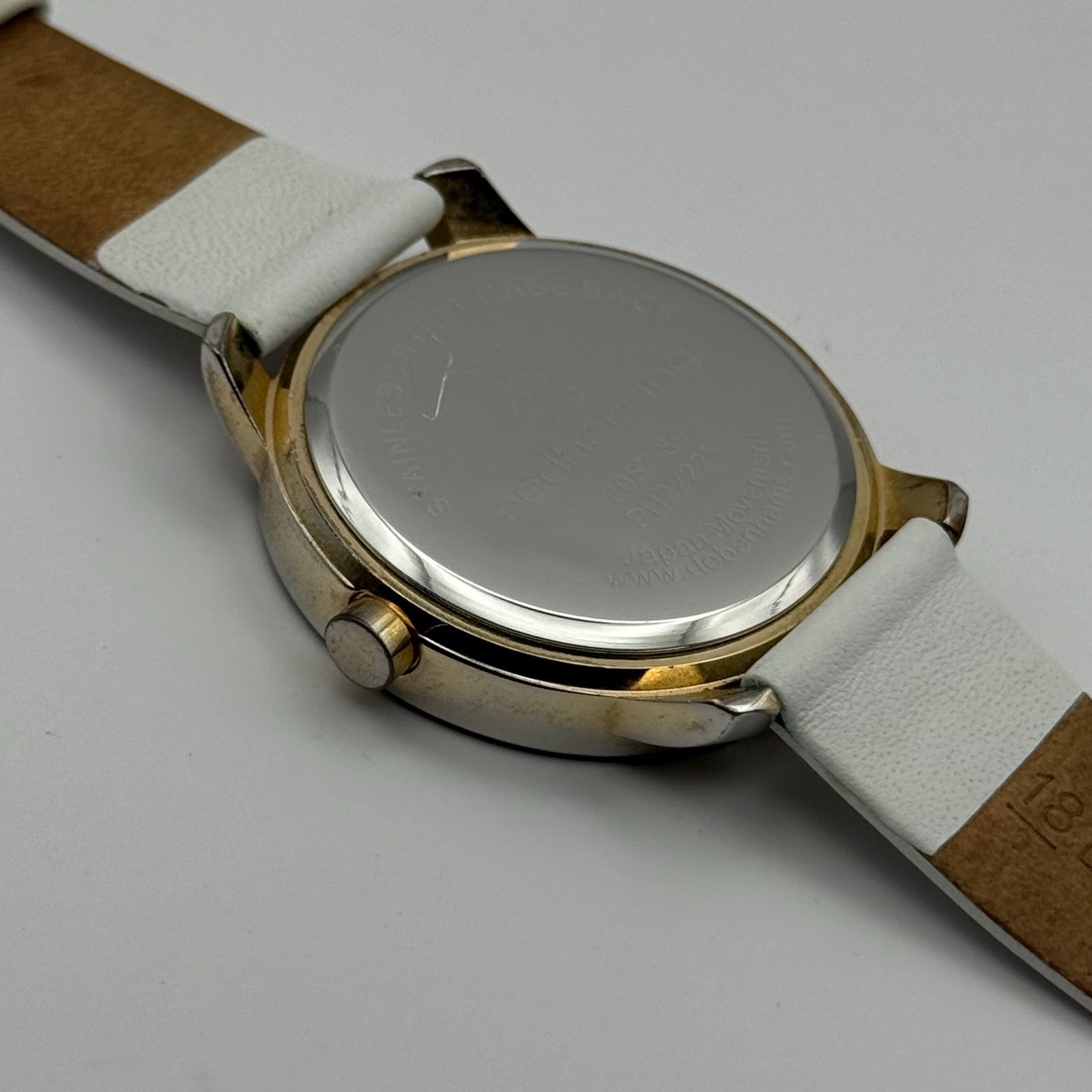 Redherring Ladies Quartz Watch Crystal Accents White Leather Strap Working 37mm