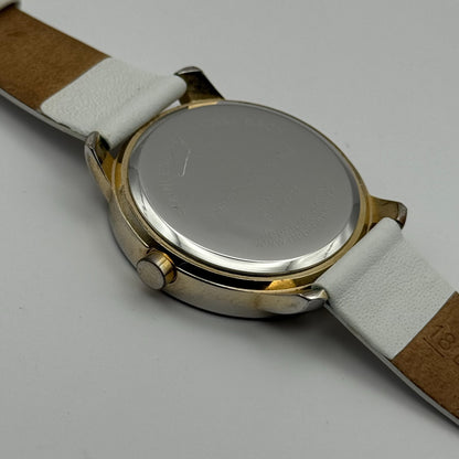 Redherring Ladies Quartz Watch Crystal Accents White Leather Strap Working 37mm